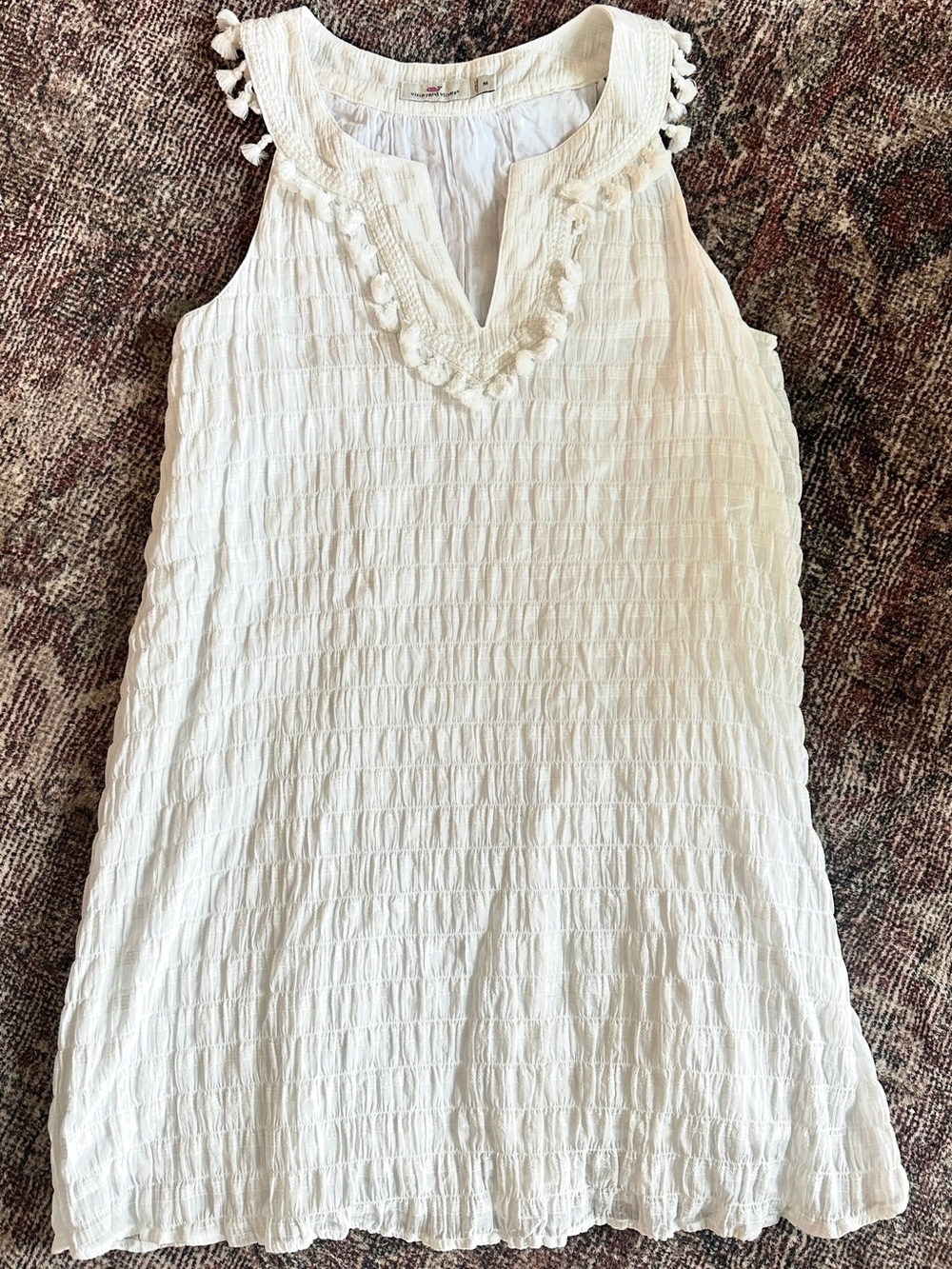 NWOT Vineyard Vines White Cream Cotton Summer Mini Dress Medium Premium Casual